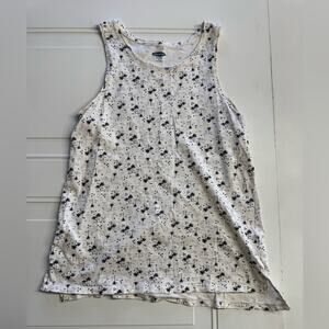 Old Navy Everywear Tank White Black Palm Trees Sleeveless Top Cotton Size Small